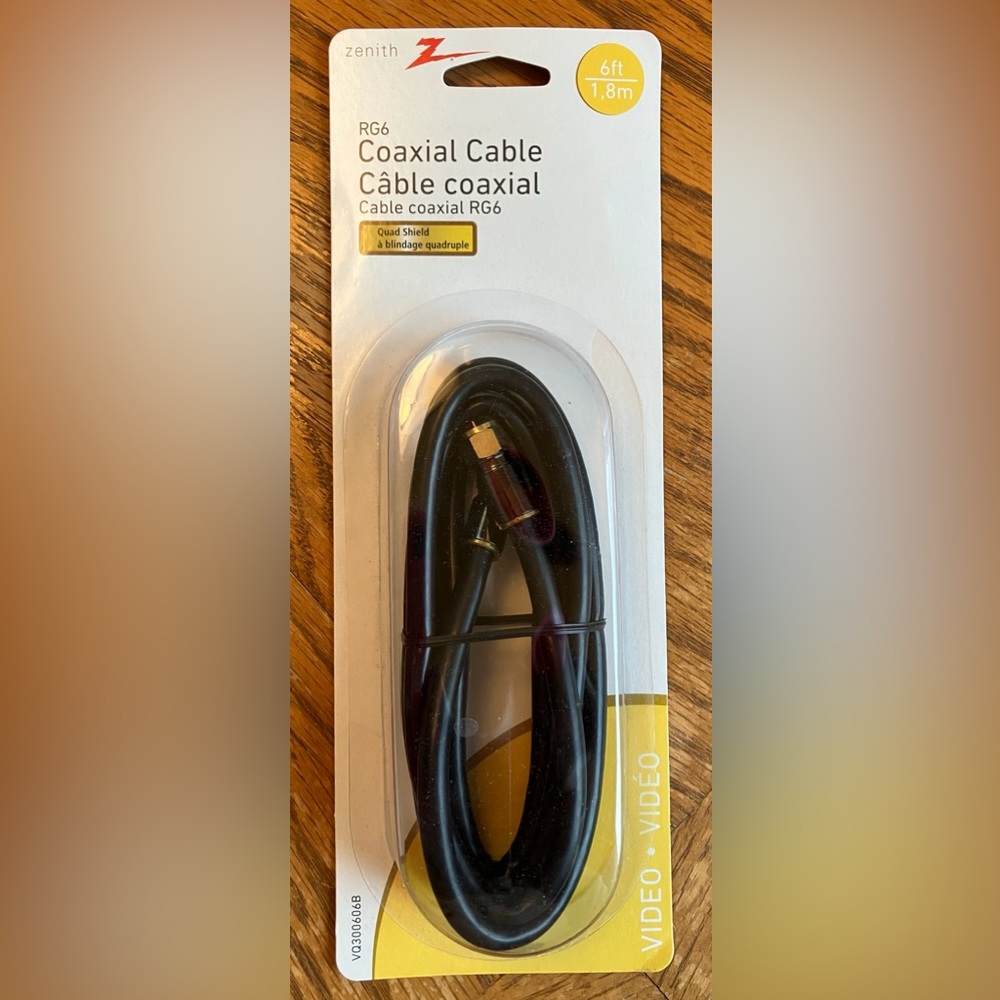 Zenith Black Coaxial Cable 6 ft.